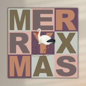 4 Kerstkaarten vierkant kleur