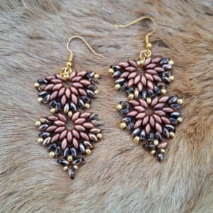 Aurora Double Bronze – elegante dubbele waaieroorbellen