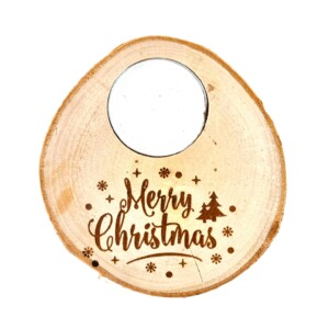 Berken kandelaar met tekst "Merry Christmas"