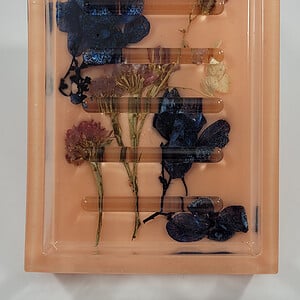 Bloemen perzik zeep houder