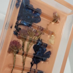 Bloemen perzik zeep houder