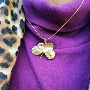 Écht klavertje vier hanger - Magische gedoopt in 24 karaat goud of fijn zilver - Brengt écht geluk;-)!