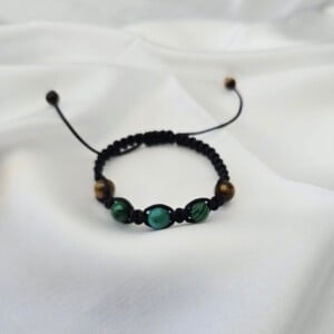 Chrysocolla Tiger Eye Malachiet Armband – Handgemaakte Verstelbare Macramé Natuursteen Armband
