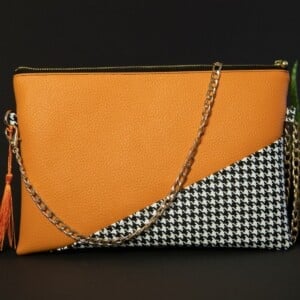 Clutch Orange Pied de Poule