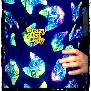 Crazy Catlady! naamketting (zwart)