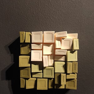Kunstobject - De Groene Stad - papier - groen - creme