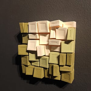 Kunstobject - De Groene Stad - papier - groen - creme