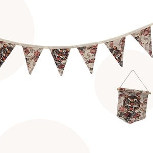 Decoratieset Vlaggenlijn + Vaantje | Tijger / Bloemenprint