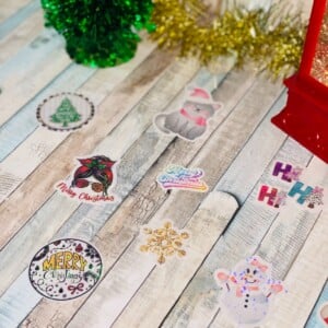 10 Holografische Kerst Stickers – Handgemaakt met Cricut
