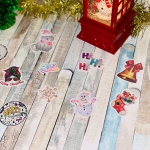 10 Holografische Kerst Stickers – Handgemaakt met Cricut
