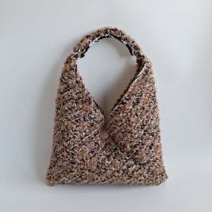 Gehaakte fluffy tas | bruin gemêleerd