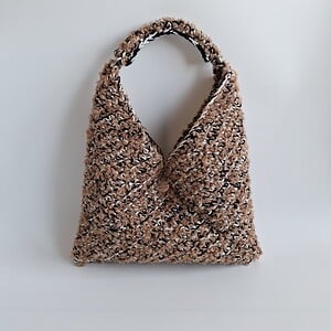 Gehaakte fluffy tas | bruin gemêleerd