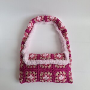 Gehaakte granny square tas | Roze
