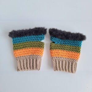 Gehaakte handschoenen - gehaakte vingerloze handschoenen | Beige, geel, groen, petrol en zwart