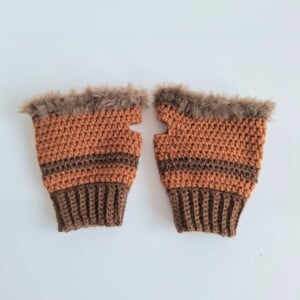 Gehaakte handschoenen - gehaakte vingerloze handschoenen | Donkerbruin en karamelbruin