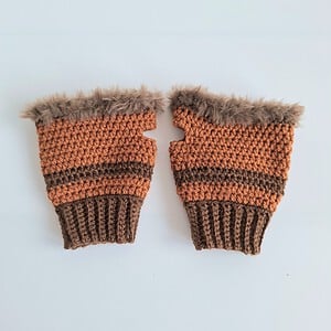 Gehaakte handschoenen - gehaakte vingerloze handschoenen | Donkerbruin en karamelbruin