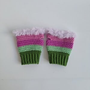 Gehaakte handschoenen - gehaakte vingerloze handschoenen | Groen, mintgroen, lavendel, Barbie roze en lila