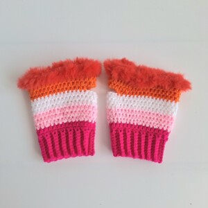 Gehaakte handschoenen - gehaakte vingerloze handschoenen | Lesbische Pride vlag