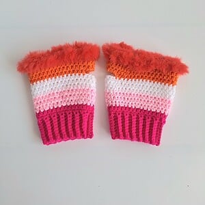 Gehaakte handschoenen - gehaakte vingerloze handschoenen | Lesbische Pride vlag