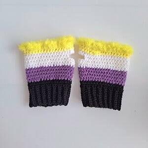 Gehaakte handschoenen - gehaakte vingerloze handschoenen | Non-binary Pride vlag