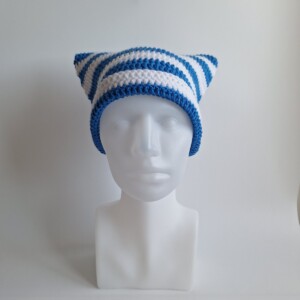 Gehaakte muts | Blauw en wit