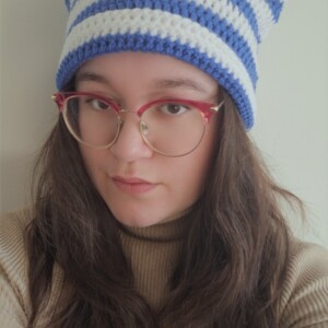 Gehaakte muts | Blauw en wit