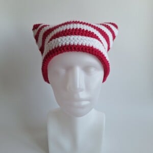 Gehaakte muts | Fuchsia en wit