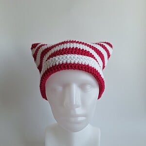 Gehaakte muts | Fuchsia en wit