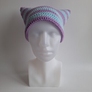 Gehaakte muts | Lila en lichtblauw