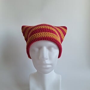 Gehaakte muts | Oranje en fuchsia