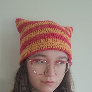 Gehaakte muts | Oranje en fuchsia