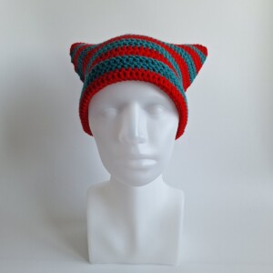 Gehaakte muts | Rood en petrol