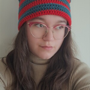 Gehaakte muts | Rood en petrol