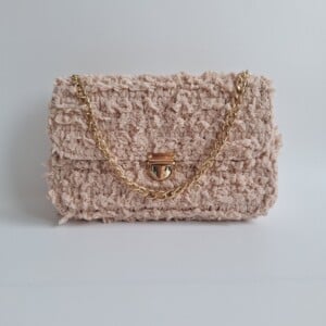 Geweven crossbody tas | Beige en goud