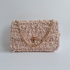 Geweven crossbody tas | Beige en goud