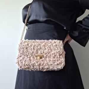 Geweven crossbody tas | Beige en goud