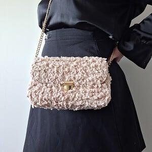 Geweven crossbody tas | Beige en goud