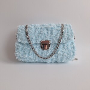 Geweven crossbody tas | Lichtblauw en zilver