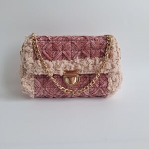 Geweven crossbody tas | Mauve en beige