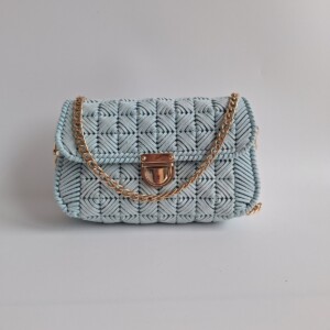 Geweven crossbody tas | Mintgroen en goud