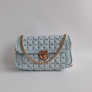 Geweven crossbody tas | Mintgroen en goud