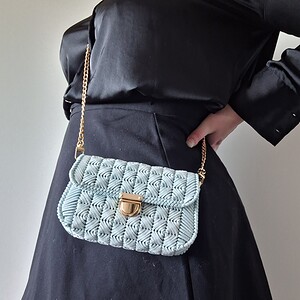 Geweven crossbody tas | Mintgroen en goud