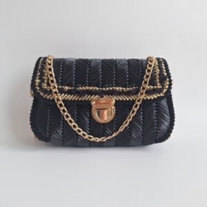 Geweven crossbody tas | Zwart en goud