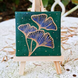 Ginkgo Blad Mini Schilderij, Kleine Kunst Acryl
