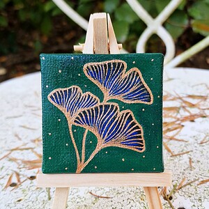 Ginkgo Blad Mini Schilderij, Kleine Kunst Acryl