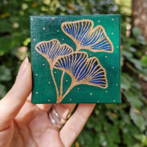 Ginkgo Blad Mini Schilderij, Kleine Kunst Acryl