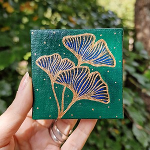 Ginkgo Blad Mini Schilderij, Kleine Kunst Acryl