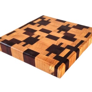 Hakblok van padouk en iepenhout