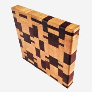 Hakblok van padouk en iepenhout