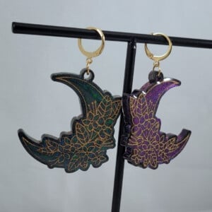 Halve maan bloemen oorbellen